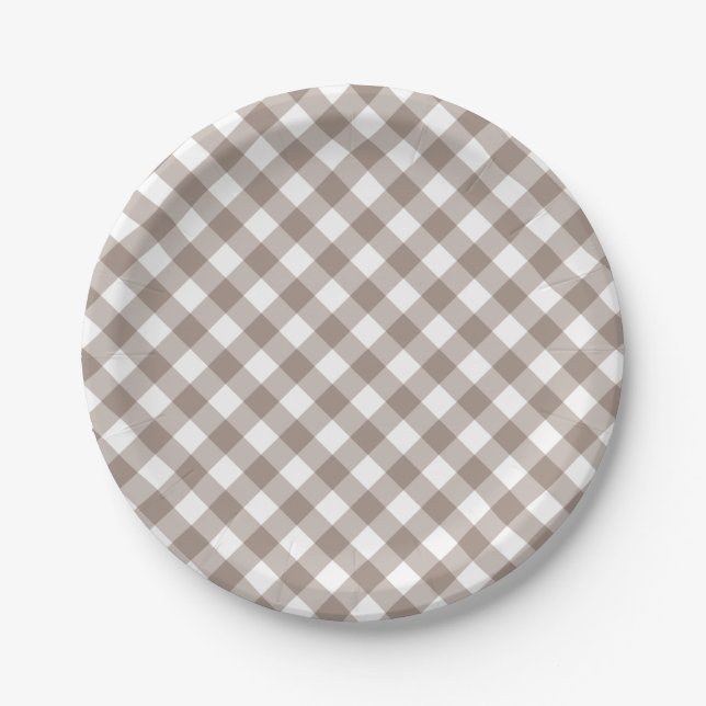 Gingham – Rustic Autumn Fall Baby Shower | Paper Plate (Front)