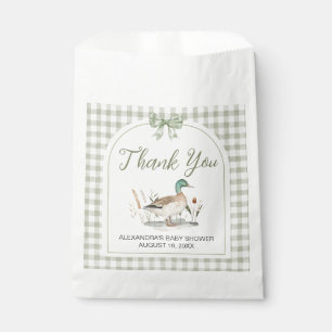 Gingham Sage Green Mallard Duck Baby Shower Favour Bag