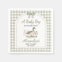 Gingham Sage Green Mallard Duck Baby Shower