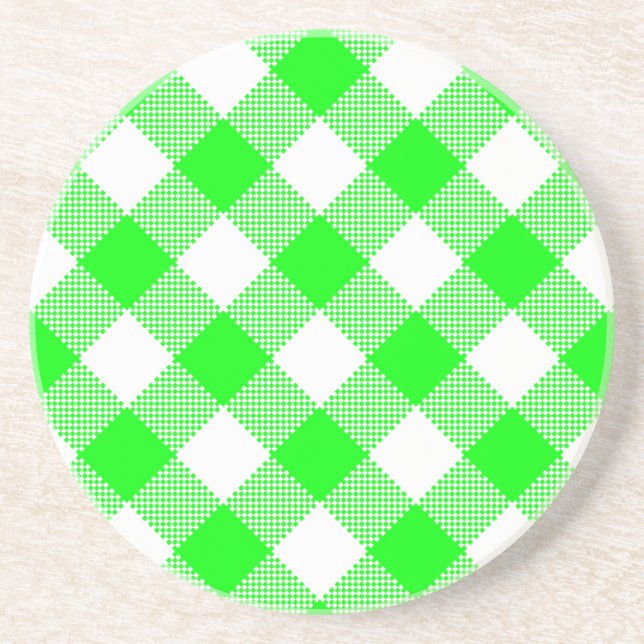 Gingham Series---Green Coaster 1 of  many colours (Front)