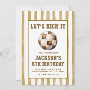 Gingham Soccer Football Birthday Invitation