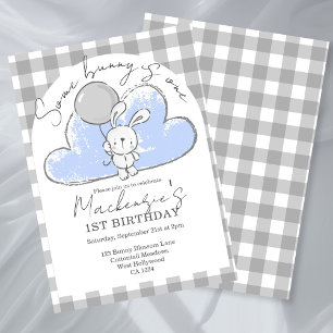 Gingham Some Bunny Is One Birthday Personalized Invitation