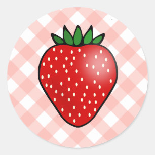 Gingham Strawberry Stickers