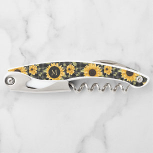 Gingham Sunflowers Pattern Corkscrew