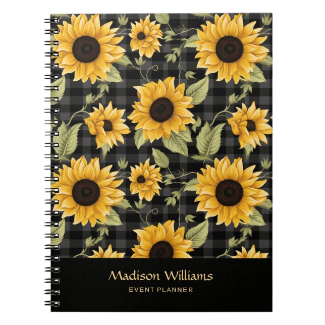 Gingham Sunflowers Pattern Notebook (Front)