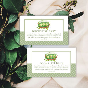 Gingham Sweet Pea In Pod Books For Baby Shower Enclosure Card