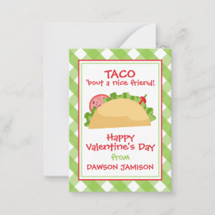 Gingham Taco Valentine's Classroom Cards
