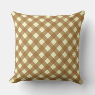 GINGHAM - TAN & CREAM THROW PILLOW