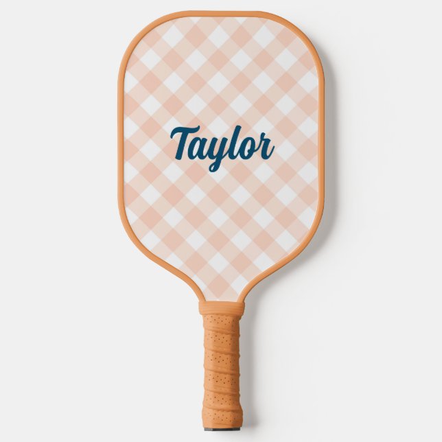 Gingham Tan Pickleball Paddle (Front)