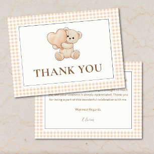 Gingham we can bearly wait baby shower, teddy bear thank you card