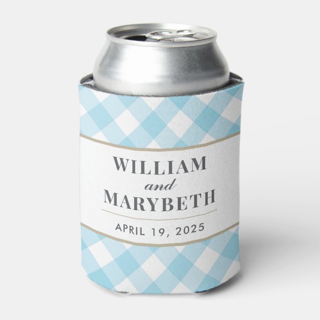 Gingham Wedding Can Cooler (Can Front)