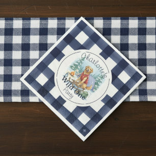 Gingham Wild One Golden Retriever 1st Birthday Napkin