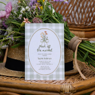 Gingham Wildflower Off The Market Bridal Shower Invitation