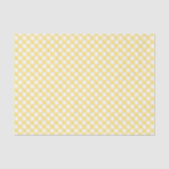 Gingham Yellow Diagonal Pattern Tissue Paper (Front)