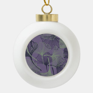 Gingko biloba: abstract vintage pattern. ceramic ball christmas ornament