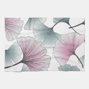 Gingko biloba hand-drawn. kitchen towel
