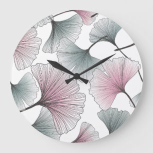 Gingko biloba hand-drawn. large clock