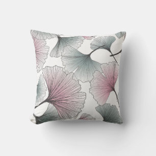 Gingko biloba hand-drawn. throw pillow