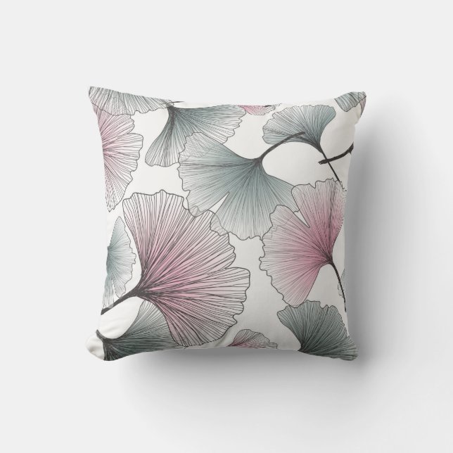 Gingko biloba hand-drawn. throw pillow (Front)