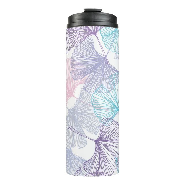 Gingko Biloba Rose Quartz Pattern Thermal Tumbler (Front)