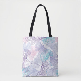 Gingko biloba seamless background pattern. Purple, Tote Bag