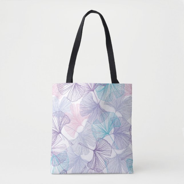 Gingko biloba seamless background pattern. Purple, Tote Bag (Front)