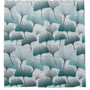 Gingko biloba seamless blue colours pattern.