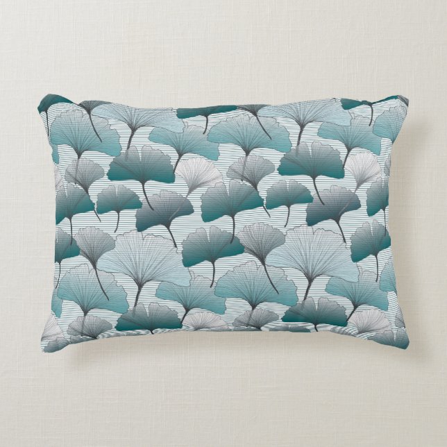 Gingko biloba seamless blue colours pattern.  accent pillow (Front)