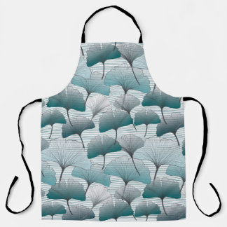 Gingko biloba seamless blue colours pattern.  apron