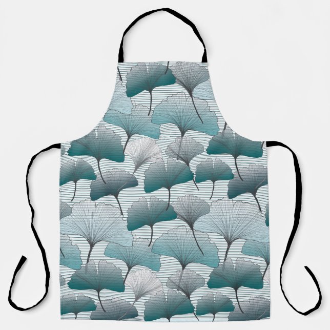 Gingko biloba seamless blue colours pattern.  apron (Front)
