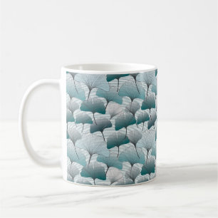 Gingko biloba seamless blue colours pattern. coffee mug