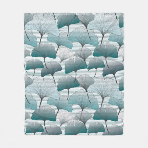 Gingko biloba seamless blue colours pattern. fleece blanket