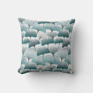 Gingko biloba seamless blue colours pattern. throw pillow