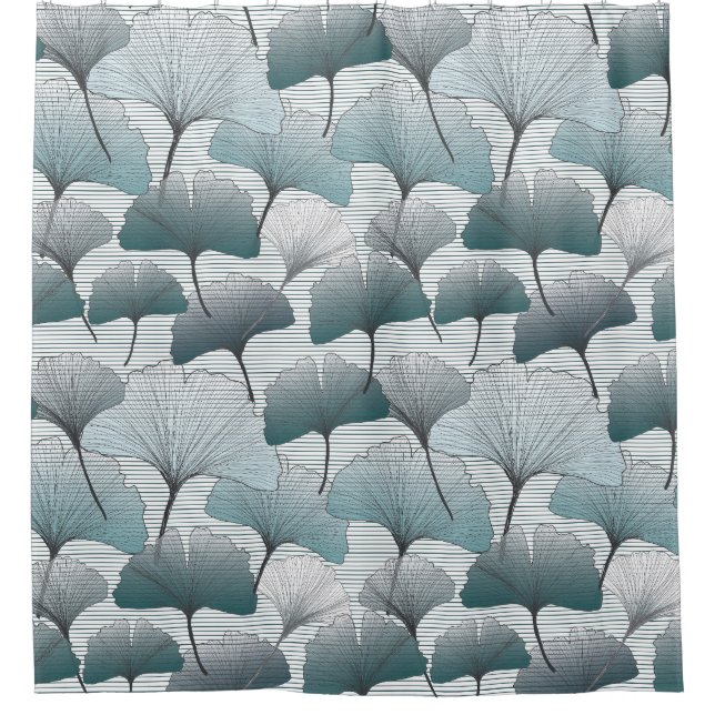 Gingko biloba, seamless blue pattern. (Front)