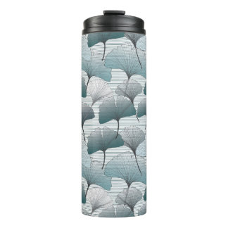 Gingko biloba, seamless blue pattern. thermal tumbler