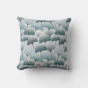 Gingko biloba, seamless blue pattern. throw pillow