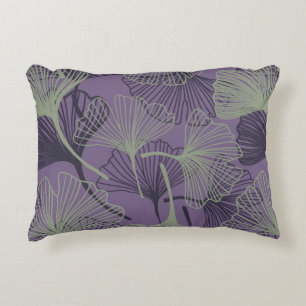 Gingko biloba seamless pattern. Abstract vintage b Accent Pillow