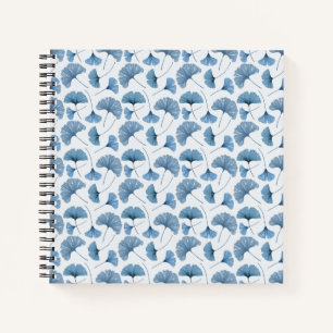 Gingko leaf blue and white pattern sketchbook notebook