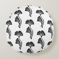 Gingko Leaf Lino Print Throw Pillow
