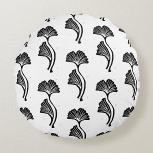 Gingko Leaf Lino Print Throw Pillow