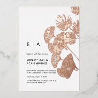 Gingko Leaf Real Rose Gold Wedding