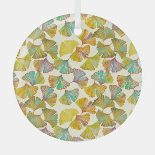 Gingko Leaves: Floral Abstract Art Glass Ornament