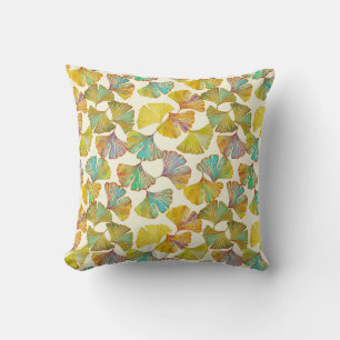 Gingko Leaves: Floral Abstract Art Throw Pillow