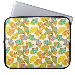 Gingko leaves on floor seamless pattern. Watercolo Laptop Sleeve