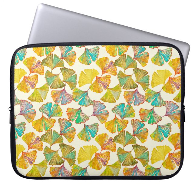 Gingko leaves on floor seamless pattern. Watercolo Laptop Sleeve (Front)
