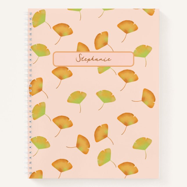 Gingko leaves patterned spiral notebook (Front)