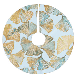 Gingko Leaves Watercolor Seamless Pattern Brushed Polyester Tree Skirt