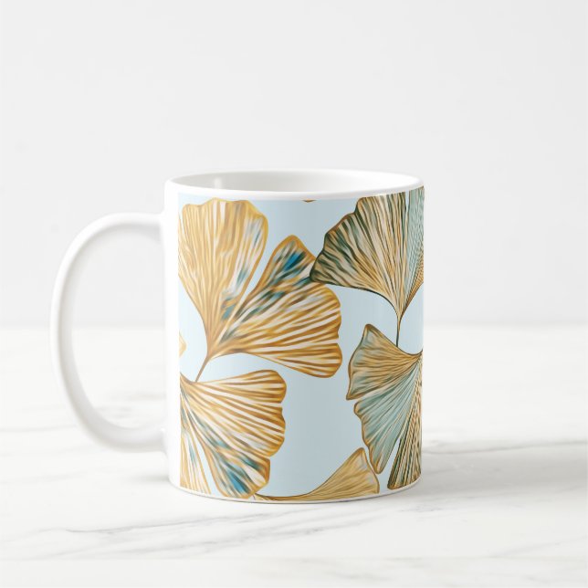 Gingko Leaves Watercolor Seamless Pattern Coffee Mug (Left)