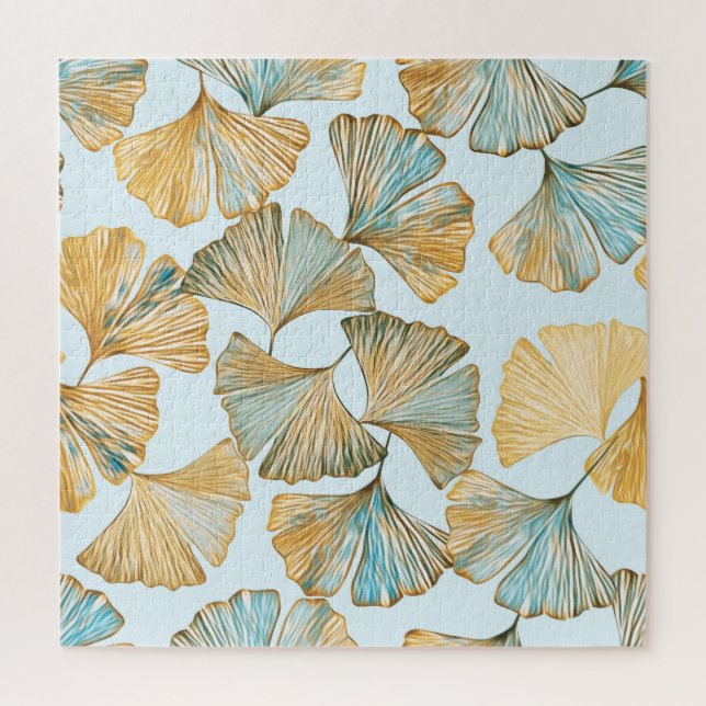 Gingko Leaves Watercolor Seamless Pattern Jigsaw Puzzle (Vertical)