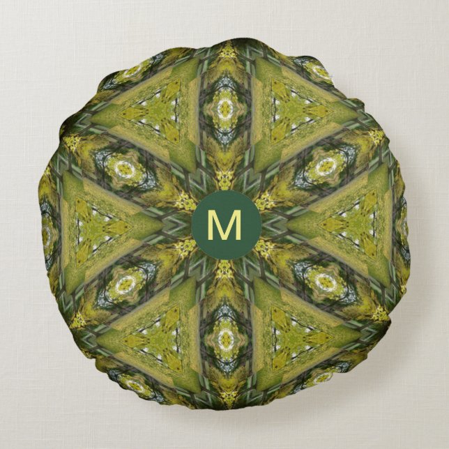 Gingko Mandala Round Pillow (Back)